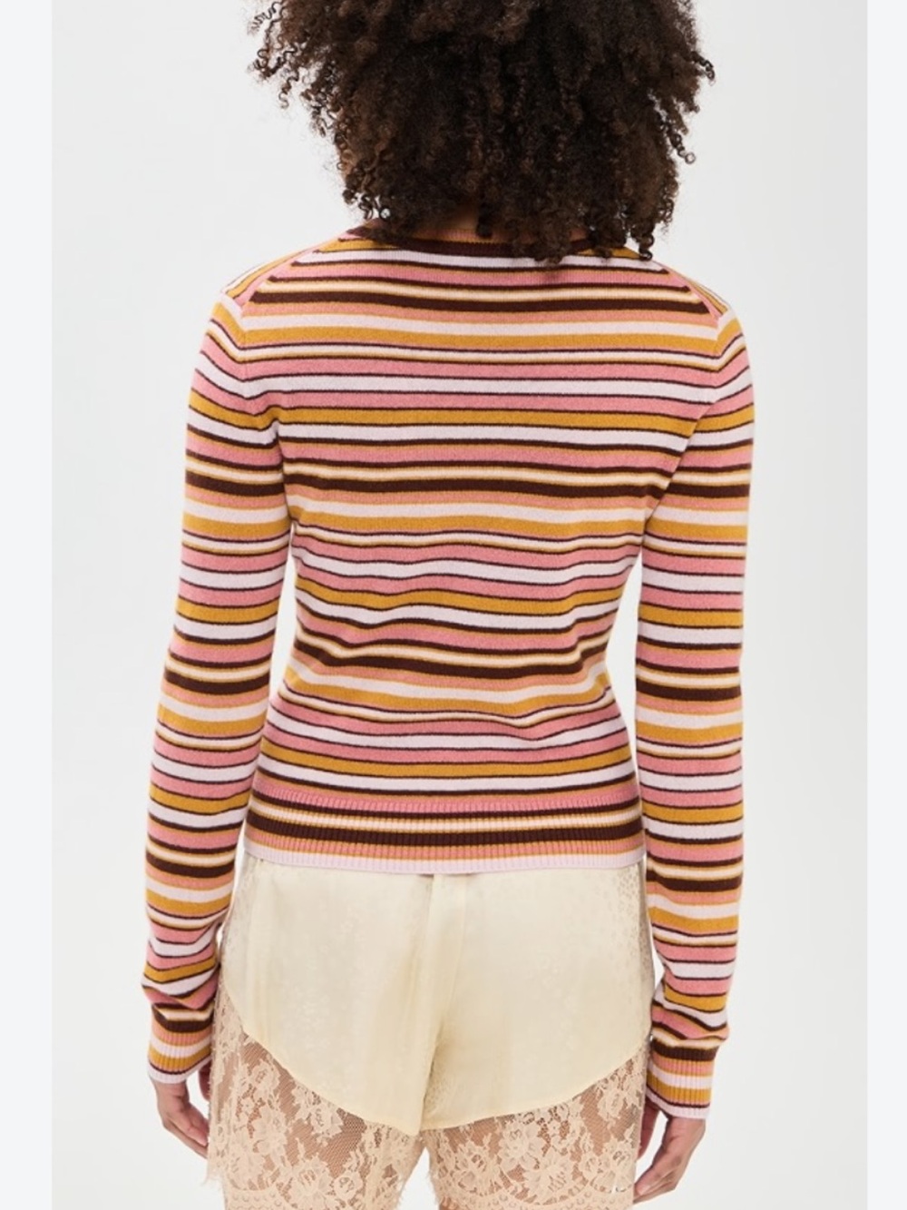 NWT • Reformation Lian Cashmere Crew Swester in Dried Rose Multi Stripe - Picture 5 of 8